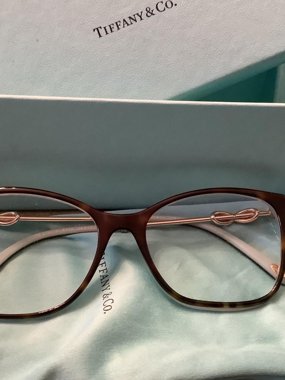 Tiffany & Co. Women's Brown Tortoiseshell Eyeglasses with Gold Temples